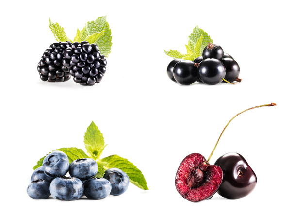 Collage with piles of various berries  - Фото, зображення