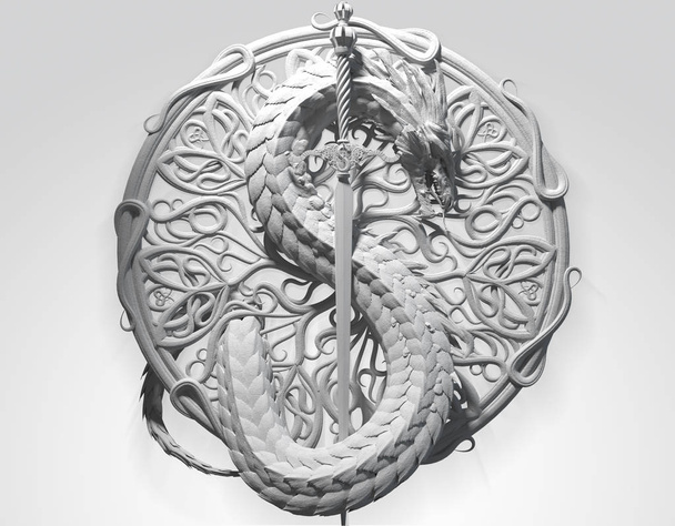 Dragon and sword - Photo, Image