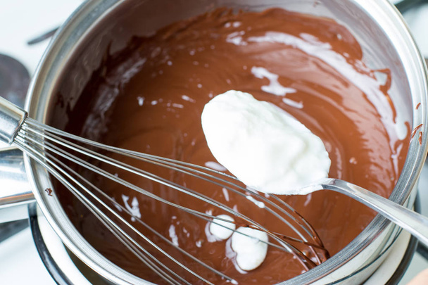 Yoghurt in melted chocolate - Photo, image
