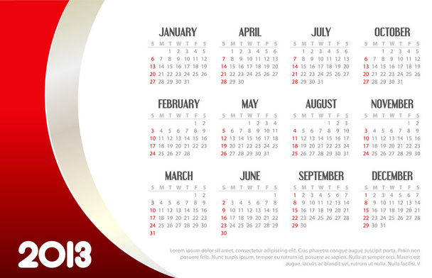 2013 Business Calendar - Διάνυσμα, εικόνα