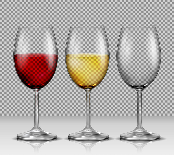 Σετ διαφανή ποτήρια κρασιού  - Διάνυσμα, εικόνα