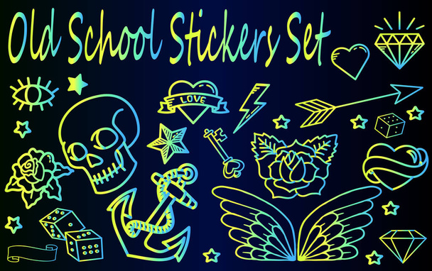 Old school stickers set - Vector, afbeelding