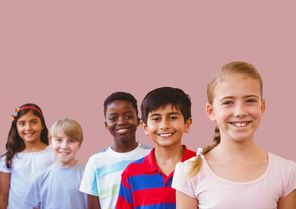 kids friends with blank pink background - Фото, зображення