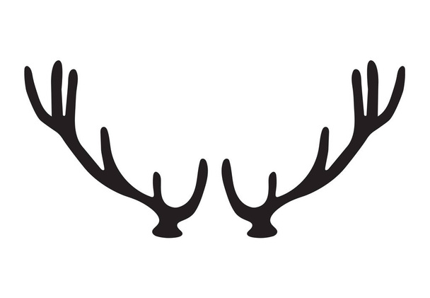 siyah geyik boynuzları-vektör çizim silueti - Vektör, Görsel
