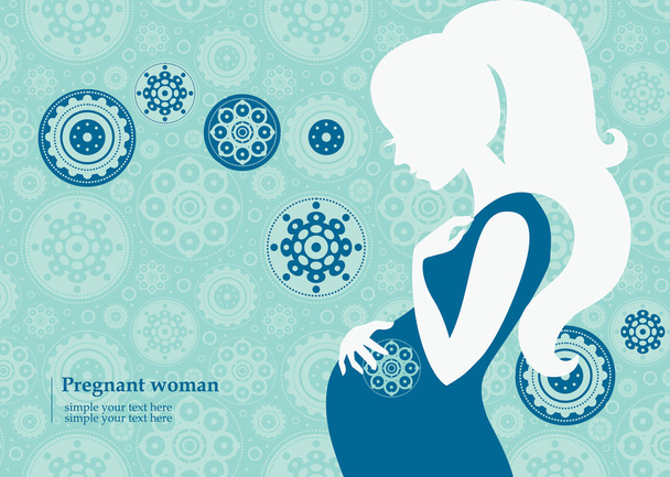 Silhouette of pregnant woman in winter - Vector, Image