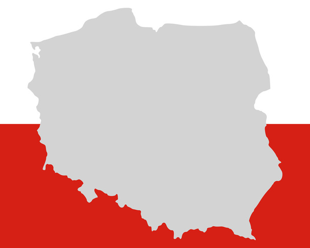 Carte géographique et drapeau de Pologne - Vecteur, image
