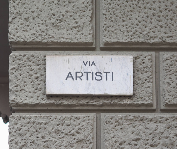 via artisti sign in Turin - Photo, Image