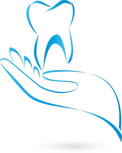 歯と手、歯と歯科医のロゴ - ベクター画像