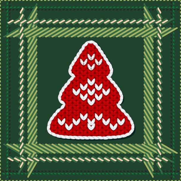 Knitted Christmas tree - Vector, Imagen