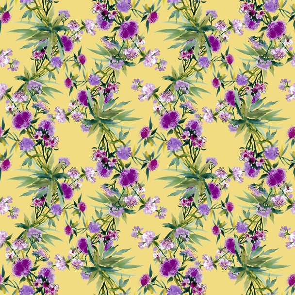 flowers and leaves seamless pattern - Фото, изображение