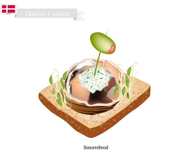 Smorrebrod with Spiced Meat Roll, The National Dish of Denmark - Vector, Image