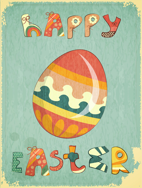 Retro Easter Card - Vector, Image