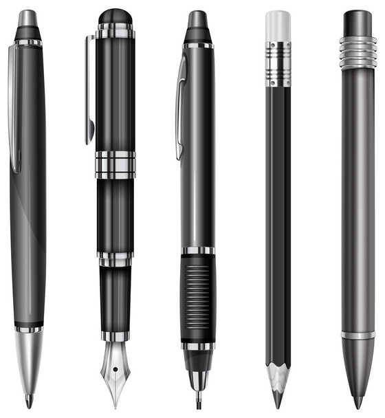 Set of pens and pencils - Wektor, obraz