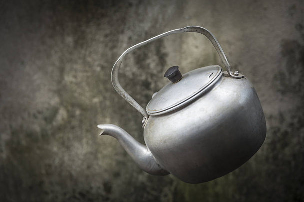 still life with old rustic aluminum kettle - Photo, Image