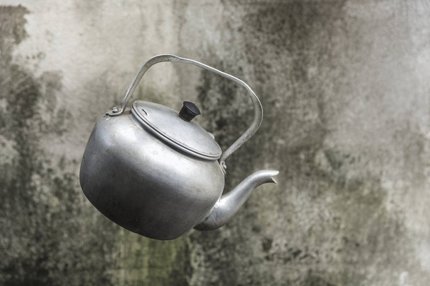still life with old rustic aluminum kettle - Photo, Image