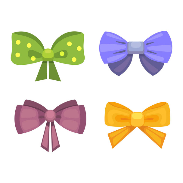 Cartoon cute gift bows with ribbons. color butterfly tie - Wektor, obraz
