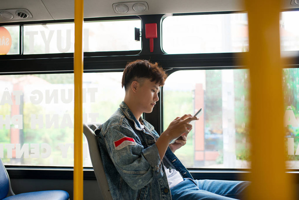 man traveling by bus  - Photo, Image