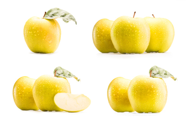 Kolaż z świeżych dojrzałych jabłek - Zdjęcie, obraz