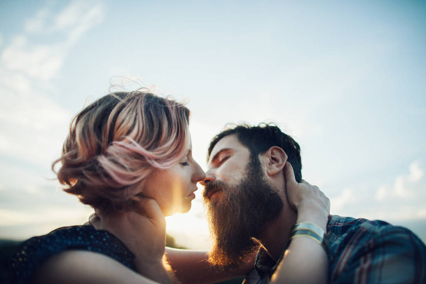 beautiful couple in love kissing  - Fotoğraf, Görsel