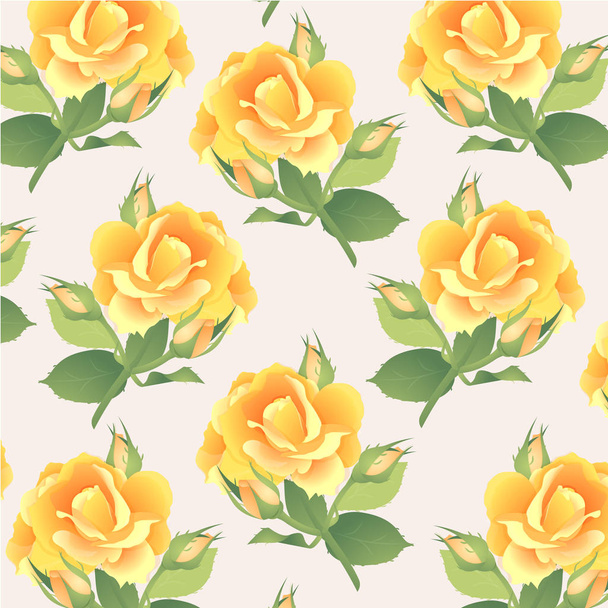 Muster in Pastellfarben mit einem Zweig gelber Rosen - Vektor, Bild