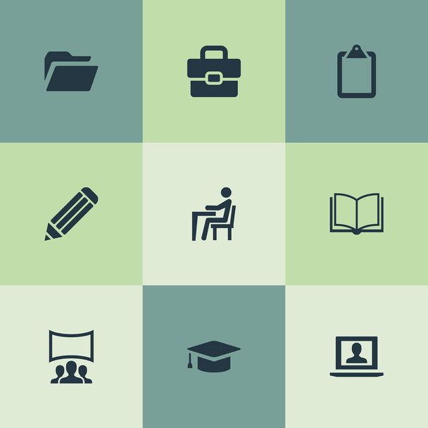 Vector Illustration Set Of Simple Conference Icons. Elements Archive, Publishing House, Drawing And Other Synonyms Admin, Education And Book. - Vector, Image