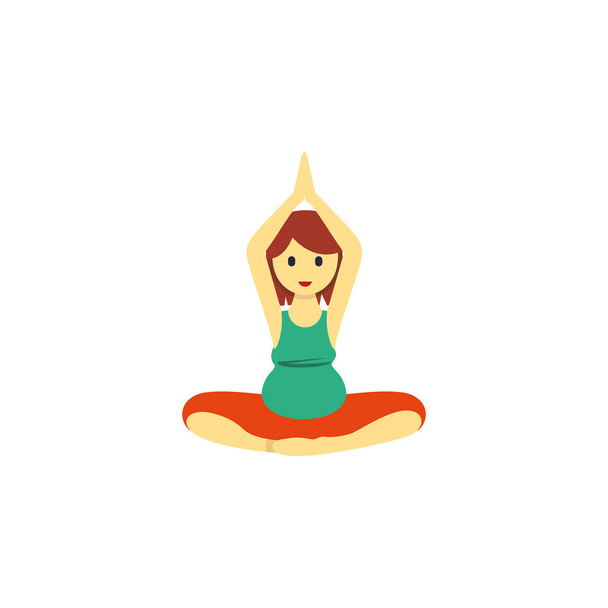 Isolated Meditation Flat Icon. Yoga Vector Element Can Be Used For Pregnant, Woman, Meditation Design Concept. - Vector, Image