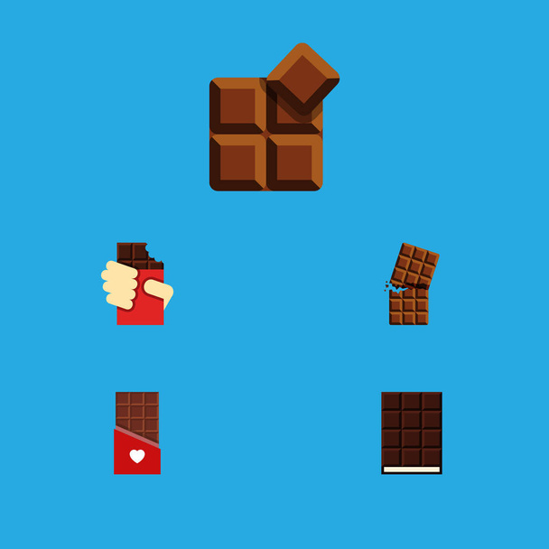 flache Symbol bitteren Satz von Dessert, geformte Schachtel, Kakao und andere Vektorobjekte. umfasst auch Desserts, geformte Kakaoelemente. - Vektor, Bild