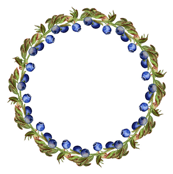 Round frame with blueberry - Foto, afbeelding