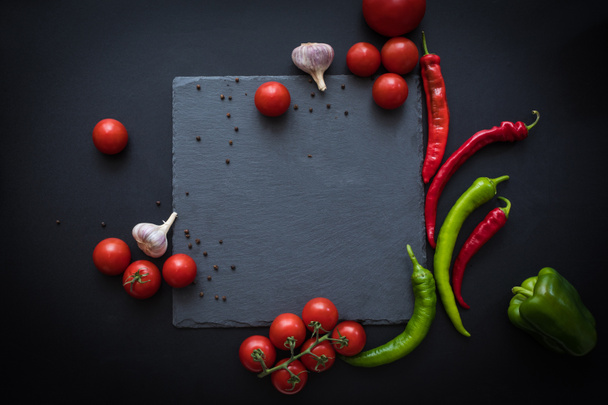 ripe vegetables and slate board - Photo, Image
