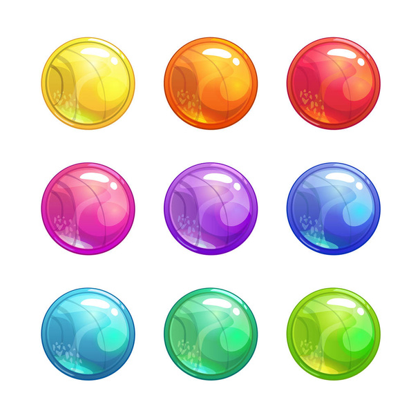 Cartoon glossy colorful round buttons. - ベクター画像