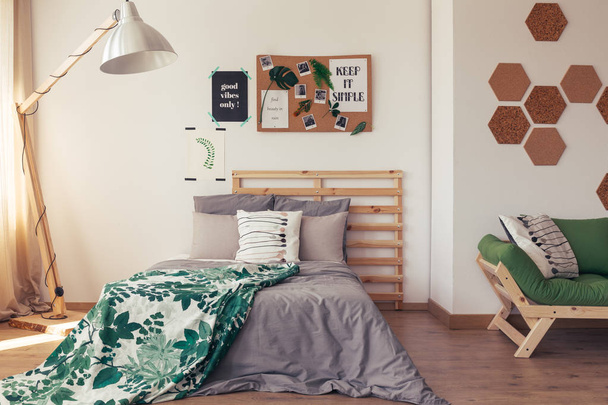 Bedroom with botanic eco-friendly design  - Foto, afbeelding