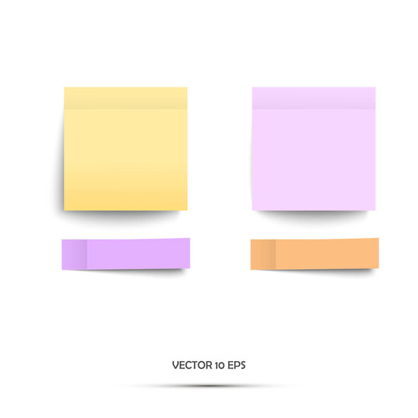 Pegatinas coloridas. Ilustración vectorial. Pegatinas amarillas y violetas. Aislado sobre blanco
. - Vector, imagen