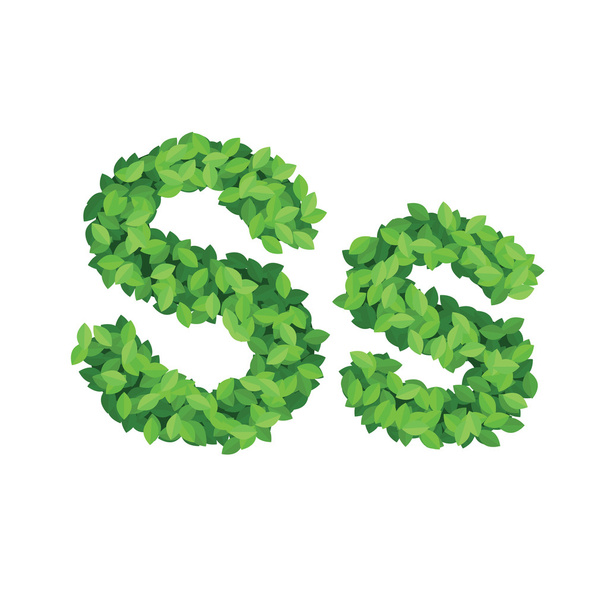 Vector eco alphabet letter S made from green leaves - ベクター画像