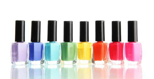 Group of bright nail polishes isolated on white - Фото, зображення