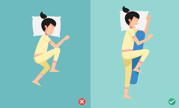Καλύτερες και τις χειρότερες θέσεις για τον ύπνο, εικονογράφηση - Διάνυσμα, εικόνα