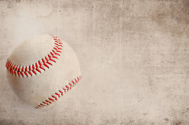 Baseball grunge background image, with heavy brown texture against old rugged white ball.  Great for sports or athletic image. - Photo, Image