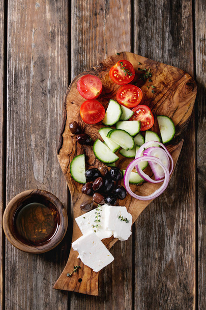 Ingredients for greek salad - Fotoğraf, Görsel