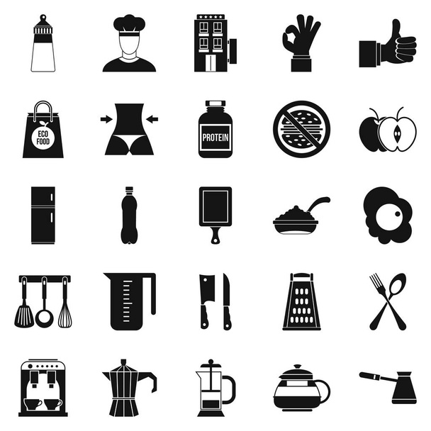 Conjunto de diferentes iconos de comida, estilo simple
 - Vector, Imagen