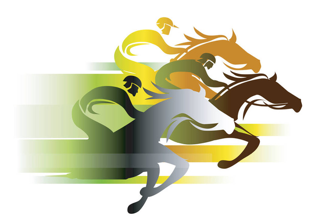  Horse Race In autumn colors. - Vector, Image
