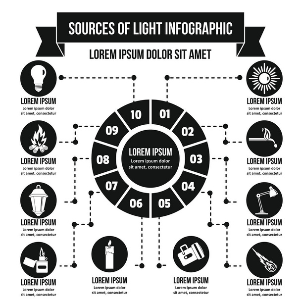 Fuentes de concepto de infografía de luz, estilo simple
 - Vector, imagen
