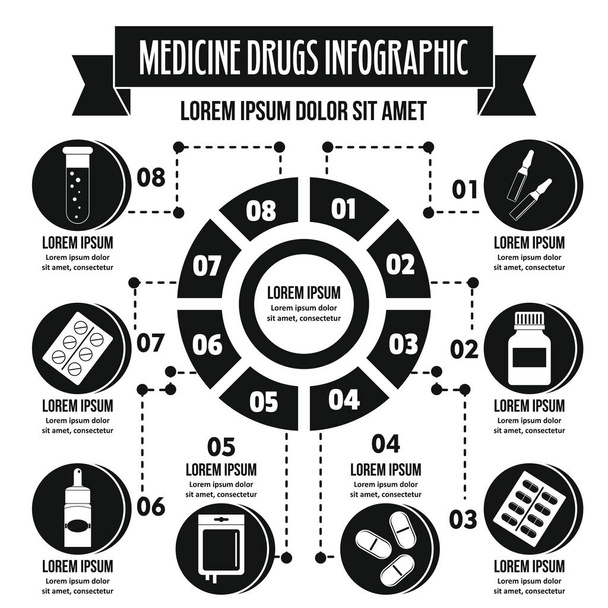 Medicine drugs infographic concept, simple style - Vector, Image