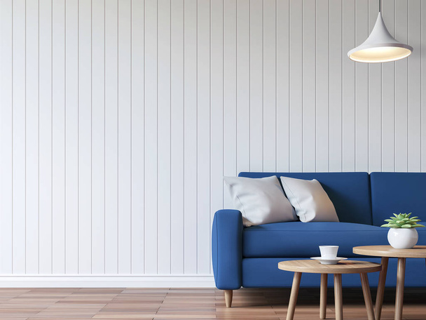 Moderne witte woonkamer vintage stijl 3d rendering beeld - Foto, afbeelding