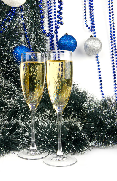 Christmas champagne glasses - Foto, afbeelding