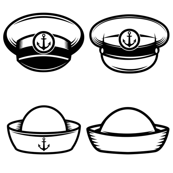 Set of the sailors hat. Design elements for logo, label, emblem, - Вектор,изображение