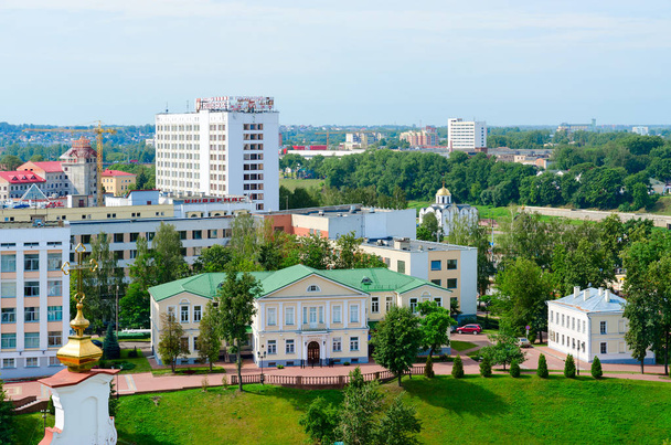op view of Puppet Theater, tourist and hotel complex "Vitebsk Hotel", department store, Annunciation Church, Vitebsk, Belarus - Fotografie, Obrázek