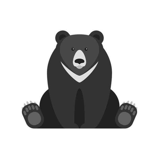 Vector flat style illustration of black bear - Διάνυσμα, εικόνα