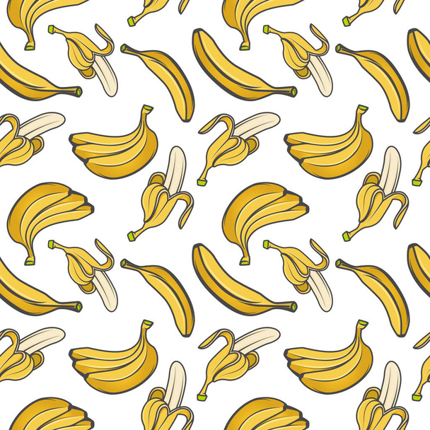 Banana seamless pattern. Summer fruits. vegetarian food. Vector - Vector, Imagen