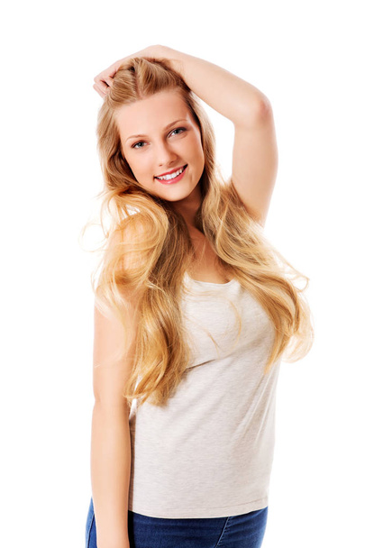 Beautiful young woman with gorgeous hairstyle. - Foto, Bild