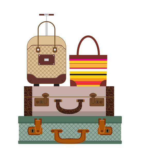 Colorful different types of luggage. Flat design. Vector.  - Vektor, kép