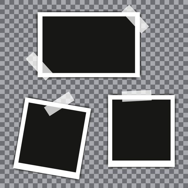 Photo frame. White plastic border on a transparent background. Vector illustration - Vector, Image